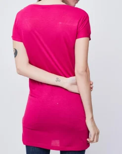 T-Shirt Long imprimé rose foncé