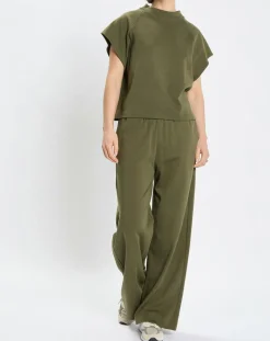 T-Shirt loose Crop kaki