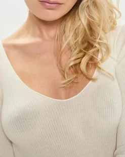 T-Shirt manches 3/4 col rond blanc