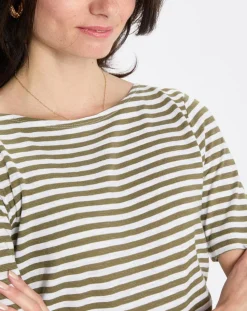 T-Shirt manches courtes Rayé Flame blanc/kaki