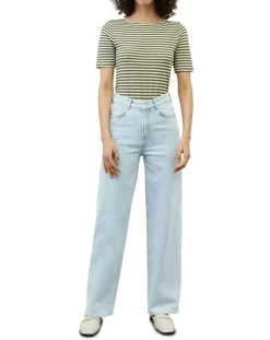 T-Shirt manches courtes Rayé Flame blanc/kaki