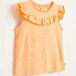 T-Shirt Misu en Jersey de Coton à volants orange