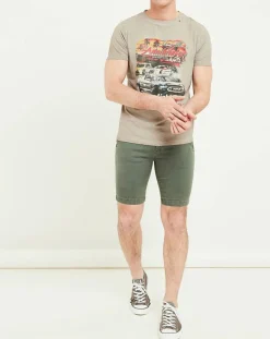 T-Shirt Print Racing beige