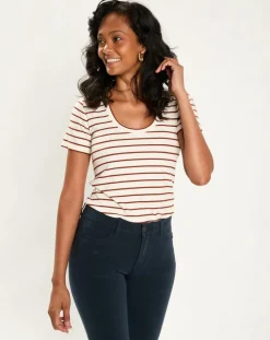 T-Shirt Rib écru/marron