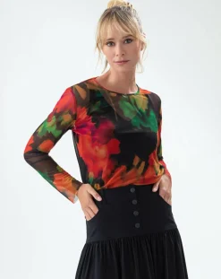 T-Shirt Sandra black flowers