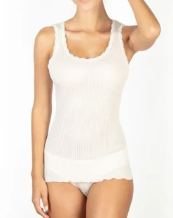 T-Shirt sans manches Laine mélangée ivoire