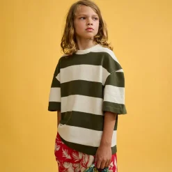 T-Shirt Sine rayé blanc/vert