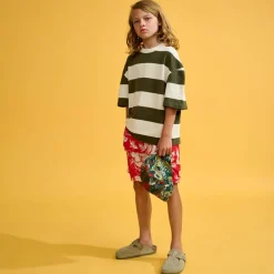 T-Shirt Sine rayé blanc/vert