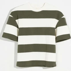 T-Shirt Sine rayé blanc/vert