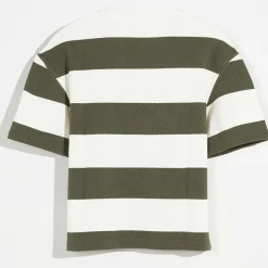 T-Shirt Sine rayé blanc/vert