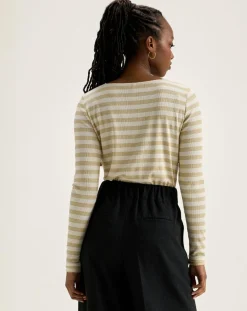 T-Shirt Veras rayé blanc/beige