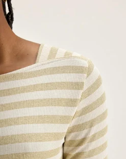 T-Shirt Veras rayé blanc/beige