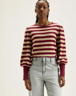 T-Shirt Vidoum rayé blanc/rouge