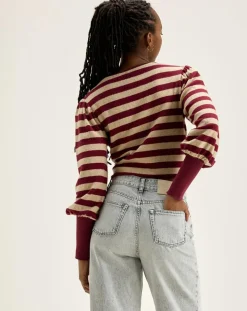 T-Shirt Vidoum rayé blanc/rouge