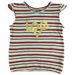 T-shirt vitta en coton à rayures beige/rouge/bleu