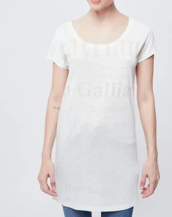 T-Shirt/Tunique à motifs blanc cassé