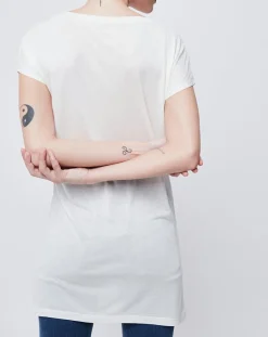 T-Shirt/Tunique à motifs blanc cassé