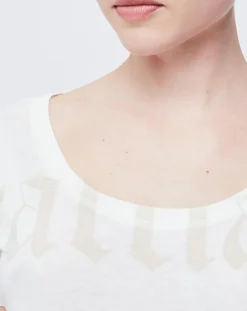 T-Shirt/Tunique à motifs blanc cassé