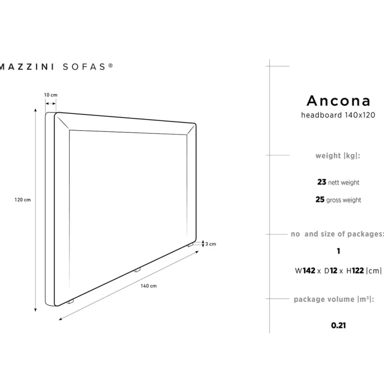 Tête de lit Ancona rose clair - 180x120 cm