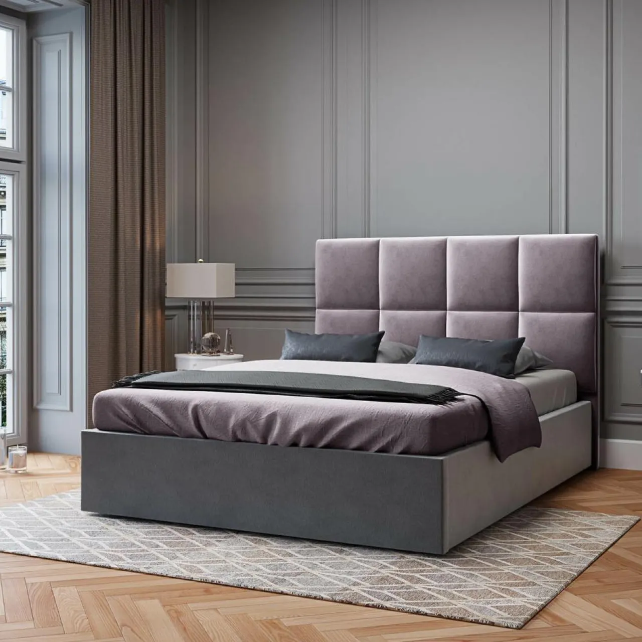 Tête de Lit en Velours Begonia lavande - 140x120 cm