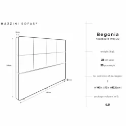 Tête de Lit en Velours Begonia beige clair - 140x120 cm