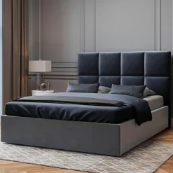 Tête de lit en Velours Begonia bleu foncé - 200x120 cm