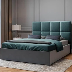 Tête de lit en Velours Begonia pétrole - 160x120 cm