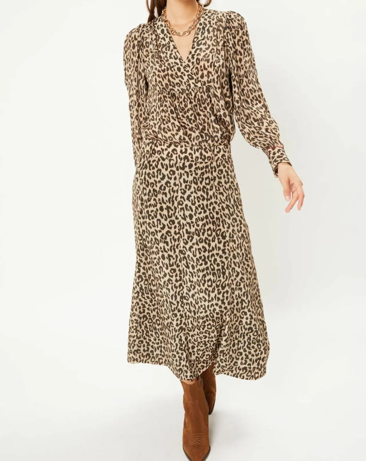 Tunique col V Léo marron