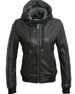 Veste à capuche en Cuir Noa noire