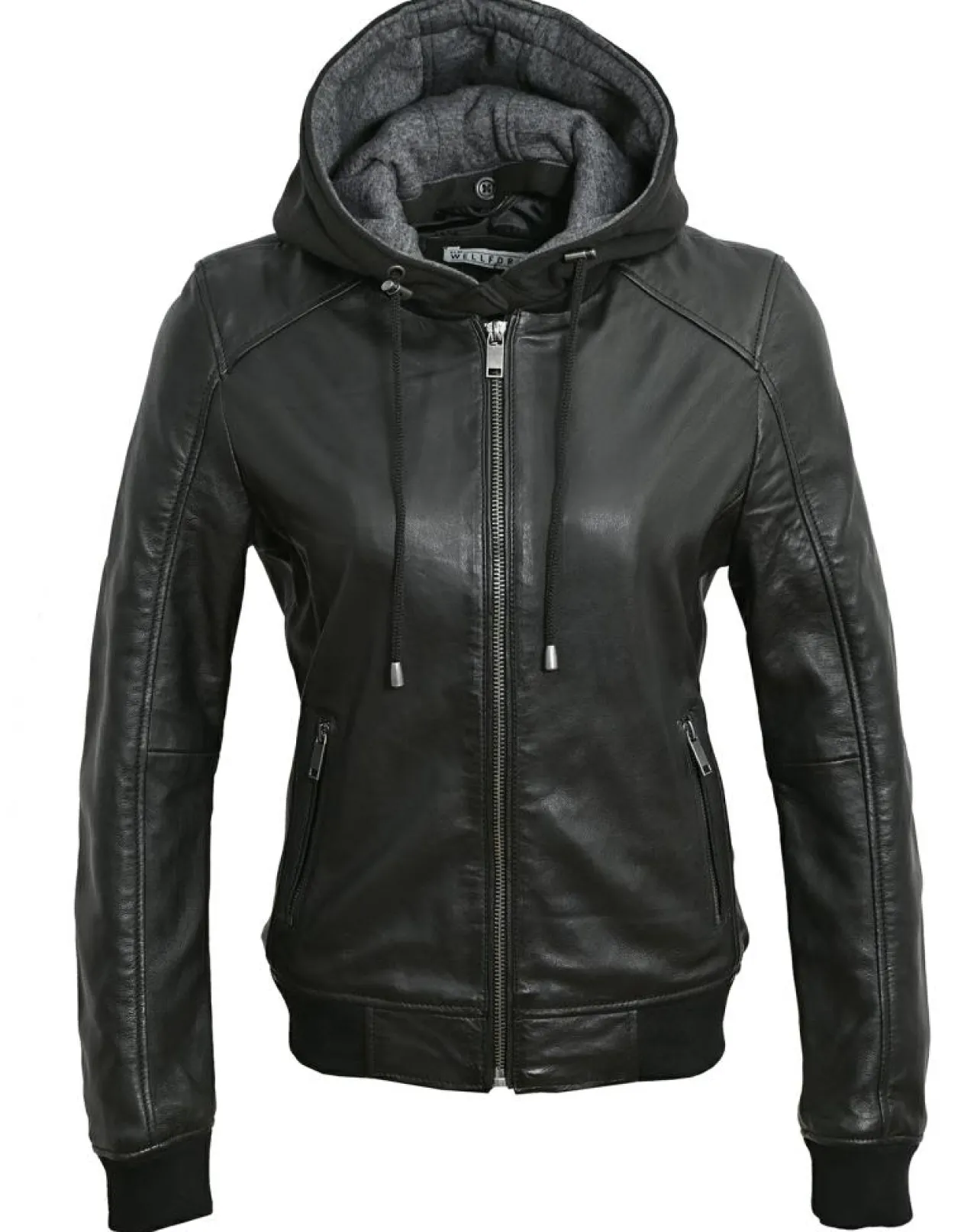 Veste à capuche en Cuir Noa noire