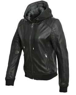 Veste à capuche en Cuir Noa noire