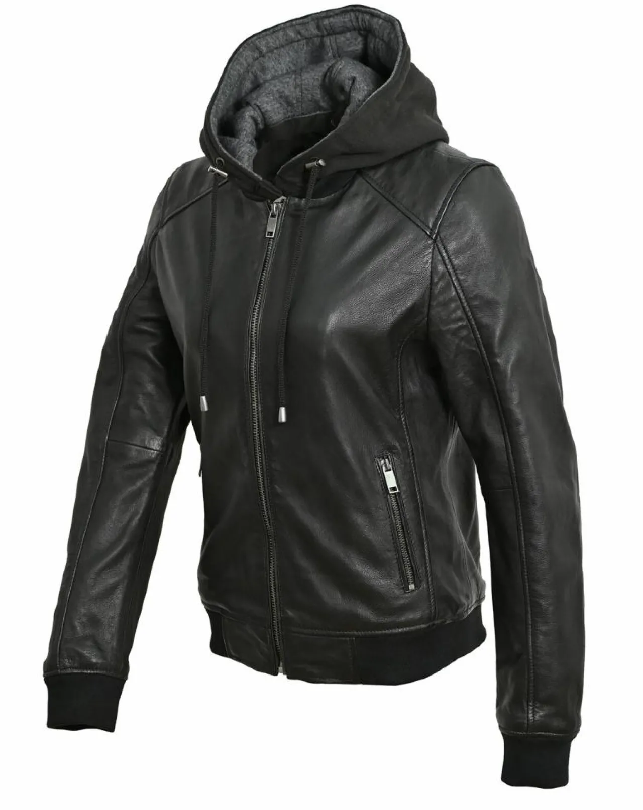 Veste à capuche en Cuir Noa noire