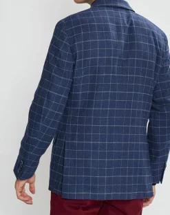 Veste à carreaux bleu moyen