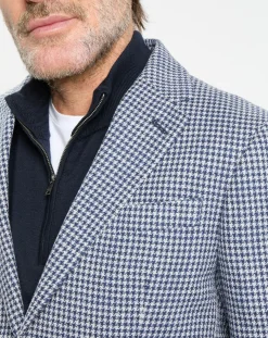 Veste à imprimé pied-de-poule bleue