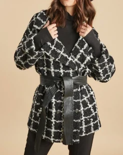 Veste Amy à carreaux noir/écru