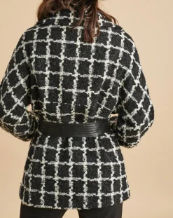 Veste Amy à carreaux noir/écru