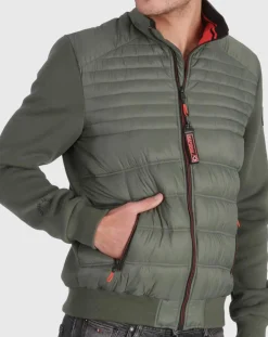 Veste bi-matière matelassée Caba kaki