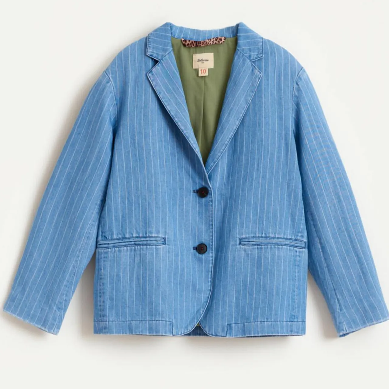 Veste blazer Chick en Coton & Lin rayée bleue