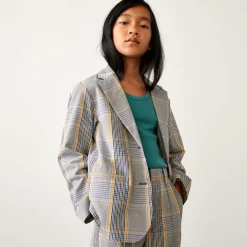 Veste blazer Chick en Coton mélangé à carreaux grise