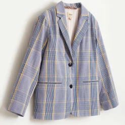 Veste blazer Chick en Coton mélangé à carreaux grise