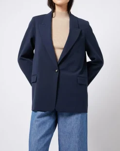 Veste blazer classique 1 bouton bleu marine