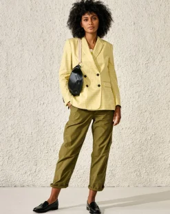 Veste Blazer en Coton Vivien motif vichy jaune