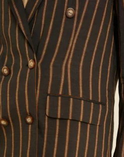 Veste blazer en Lin mélangé Valeria rayée kaki