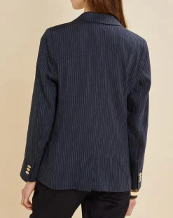 Veste blazer en Lin mélangé Virgile bleue