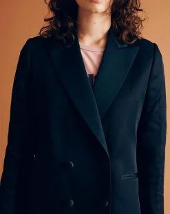 Veste blazer en Lin mélangé Vanille bleu marine