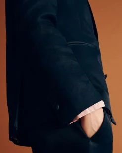 Veste blazer en Lin mélangé Vanille bleu marine