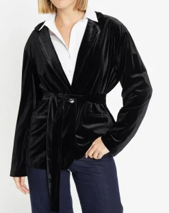 Veste blazer en Velours lisse noire