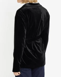 Veste blazer en Velours lisse noire