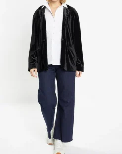 Veste blazer en Velours lisse noire