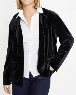 Veste blazer en Velours lisse noire